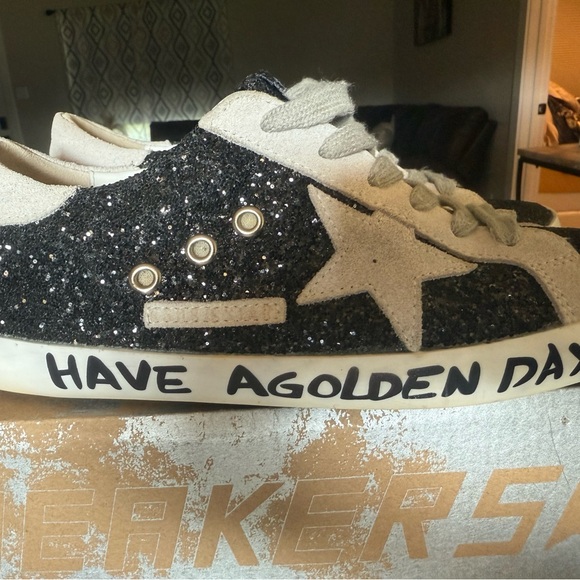 Golden Goose Black Glitter Star Sneakers - Picture 1 of 4